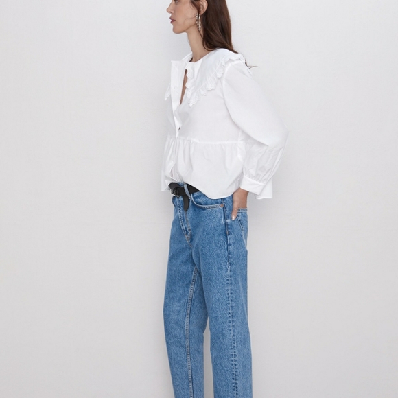 SOLD Zara white Petter pan button down shirt - Picture 2 of 8